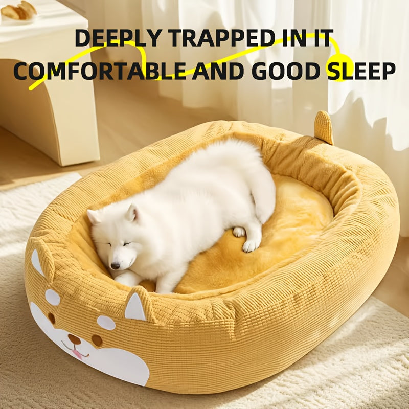 Extra Large Dog Bed - Heavy-Duty Removable Washable Pet Mattress with Non-Slip Bottom, All-Season Oval Dog Bed for Labrador, Golden Retriever, Large Breeds - Easy-Clean Polyester Bedding for Hardwood Floors & Carpets, Cozy Pet Resting Spot, Playful