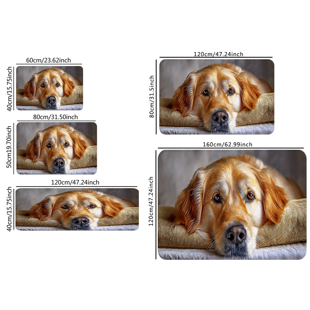 1pc Extra Large Rectangular Dog Bed Mat - Soft Plush Cushioned Floor Bed with Golden Retriever Design, Machine Washable Pet Bed for Large Rooms, Ideal for Small to Medium Dogs - Cozy Indoor Mat for Hardwood & Mat Floors, Durable & Easy Clean, Enhances