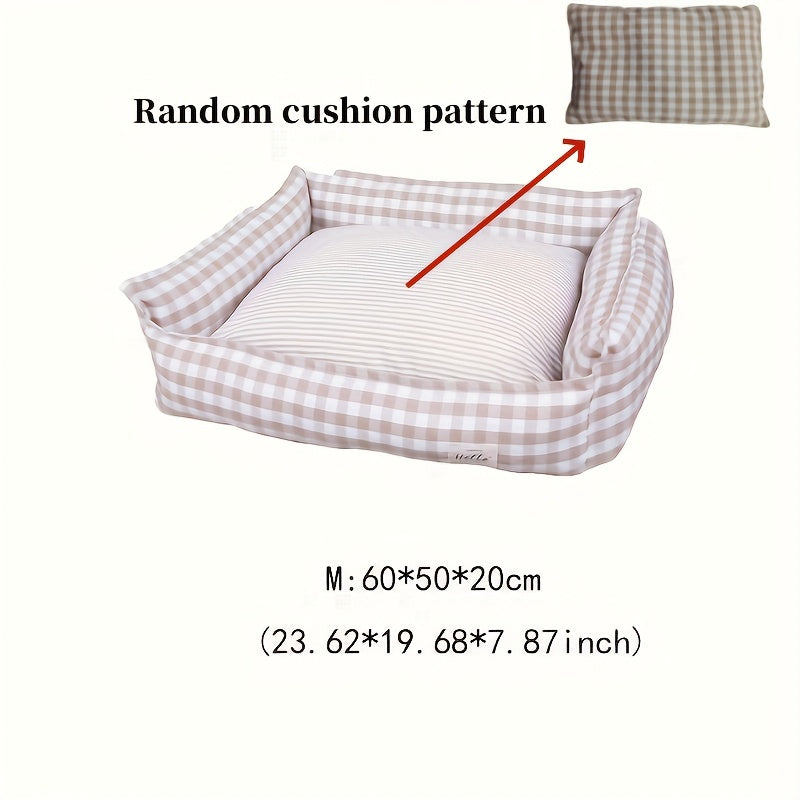 Cozy Checkered Pet Bed for Dogs & Cats - Removable Washable Polyester Nest, All-Season Indoor Comforter-Style Bedding with Vacuum Packaging for Easy Storage, Plush Cushion, Durable Construction, Home Pets