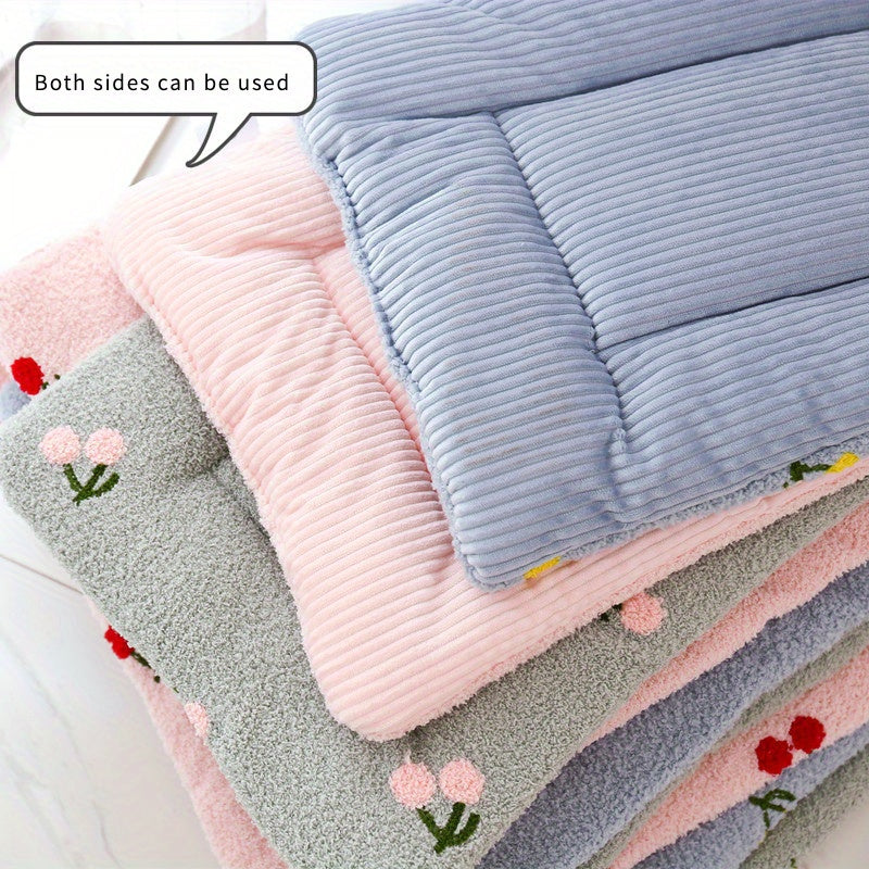 Extra Large, Large, medium, or small - Soft Pastel pink, red, yellow, or grey - Plush Pet Mat for Cats & Dogs - Non-Slip, Cushioned Bed Mat - Home Decor - Easy Clean - S/M/L Sizes, Cat Dog Cushion, Playful Design, Nonslip Bottom