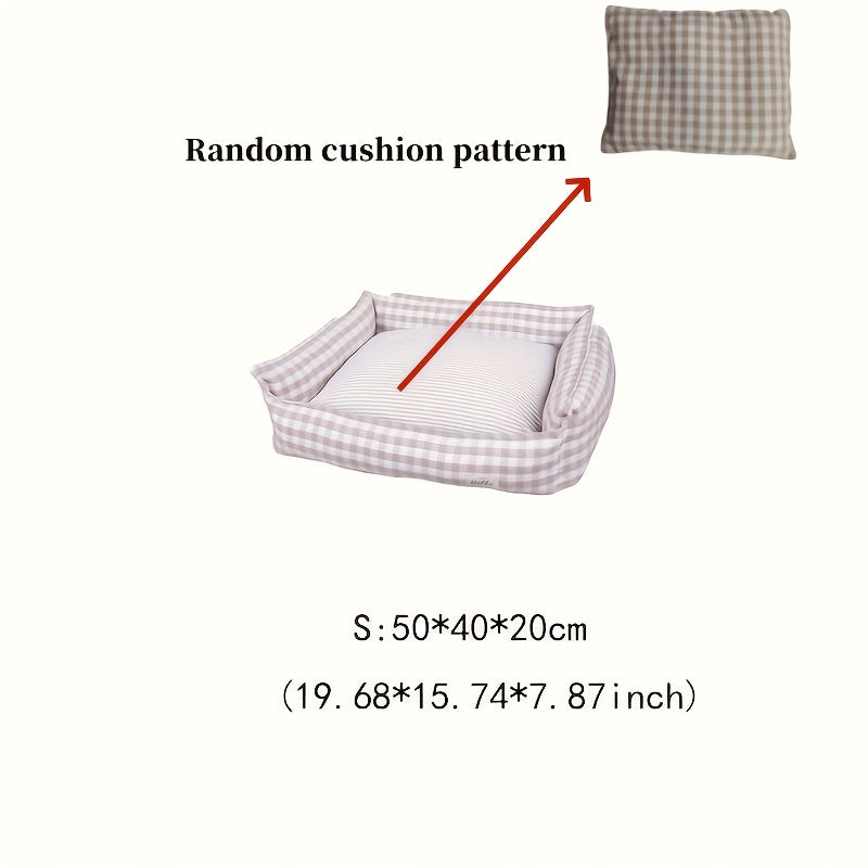 Cozy Checkered Pet Bed for Dogs & Cats - Removable Washable Polyester Nest, All-Season Indoor Comforter-Style Bedding with Vacuum Packaging for Easy Storage, Plush Cushion, Durable Construction, Home Pets
