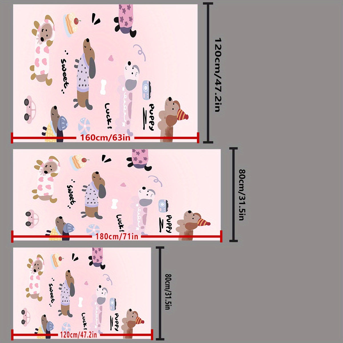 Pink Dachshund Puppy Design Plush Pet Mat - Chew-Resistant Non-Slip Large Dog Bed, Washable Polyester Kennel Pad with Playful Cartoon Hearts & Bones, Multi-Size Indoor/Outdoor Pet Mat for All Seasons, Dog Mat, Indoor Outdoor Mat, Cute Animal Prints,