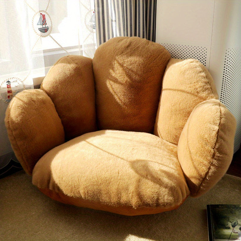 Beige/ Cushion - Soft Polyester Pet Cushion & Human Seat Pad, Easy-to-Clean Non-Toxic Chair Pad for Cats, Dogs, Living Room, Bedroom, Office - Compatible with Pets and Humans, Cozy Seating, Stylish Home Accessory, Comfortable Padding, Versatile Seating,