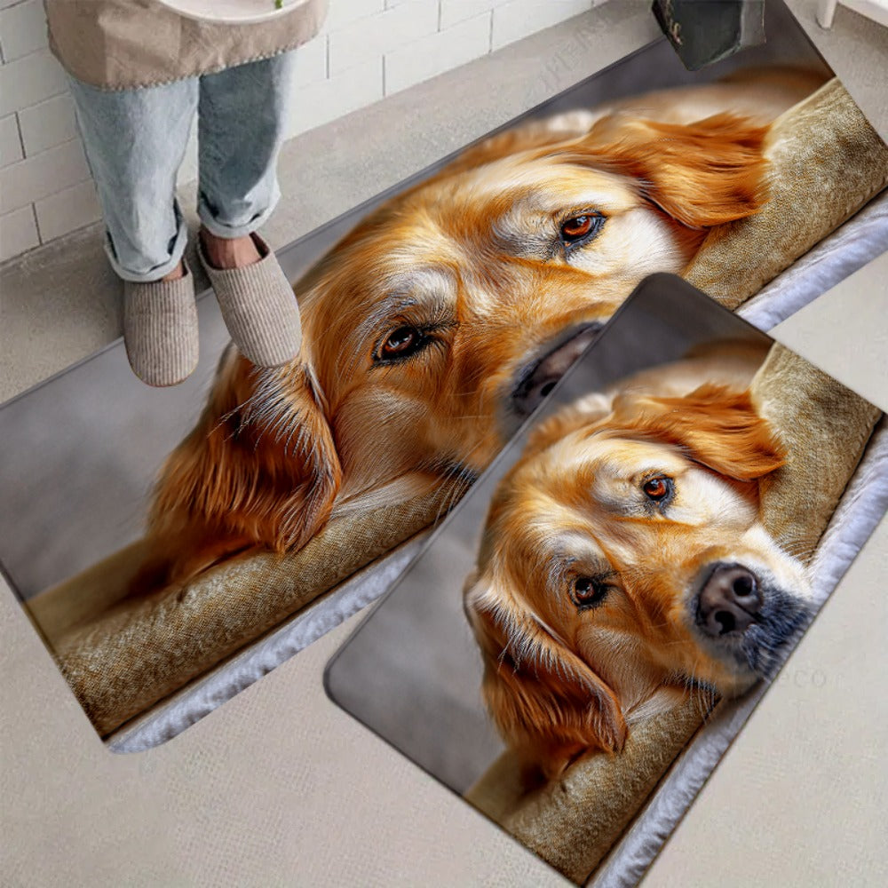 1pc Extra Large Rectangular Dog Bed Mat - Soft Plush Cushioned Floor Bed with Golden Retriever Design, Machine Washable Pet Bed for Large Rooms, Ideal for Small to Medium Dogs - Cozy Indoor Mat for Hardwood & Mat Floors, Durable & Easy Clean, Enhances