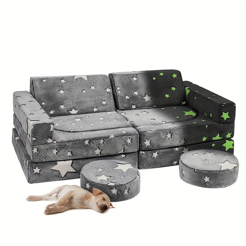 12pcs Pink Pet Bed Set - Versatile & Comfortable Memory Foam Dog Couch, Detachable Covers for Small to Large Breeds - Ideal for Play & Sleep in Living Room or Bedroom, Free Shape Combination, Sponge, Indoor Animals