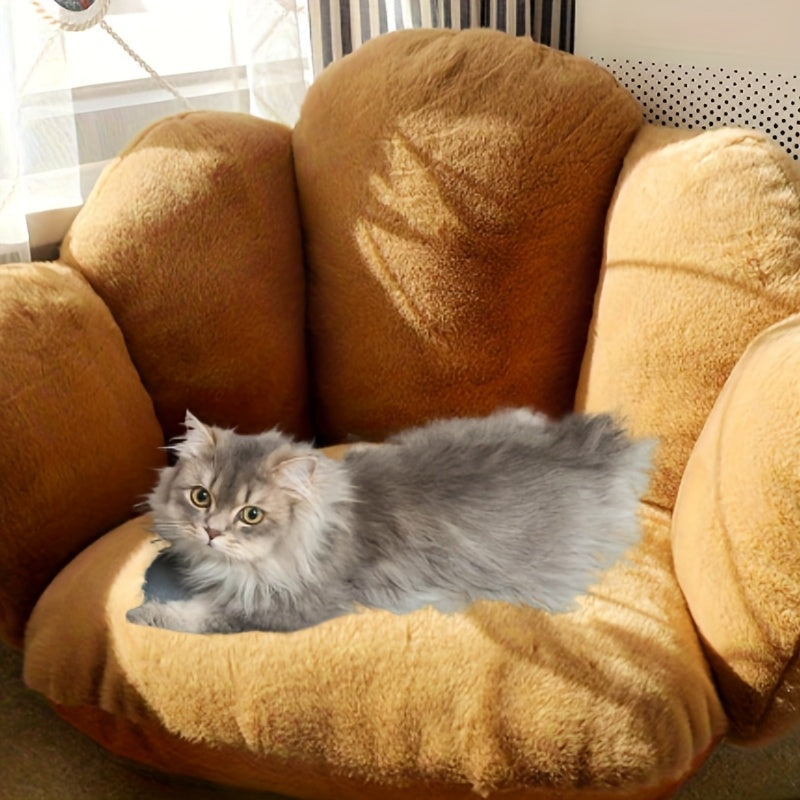 Beige/ Cushion - Soft Polyester Pet Cushion & Human Seat Pad, Easy-to-Clean Non-Toxic Chair Pad for Cats, Dogs, Living Room, Bedroom, Office - Compatible with Pets and Humans, Cozy Seating, Stylish Home Accessory, Comfortable Padding, Versatile Seating,