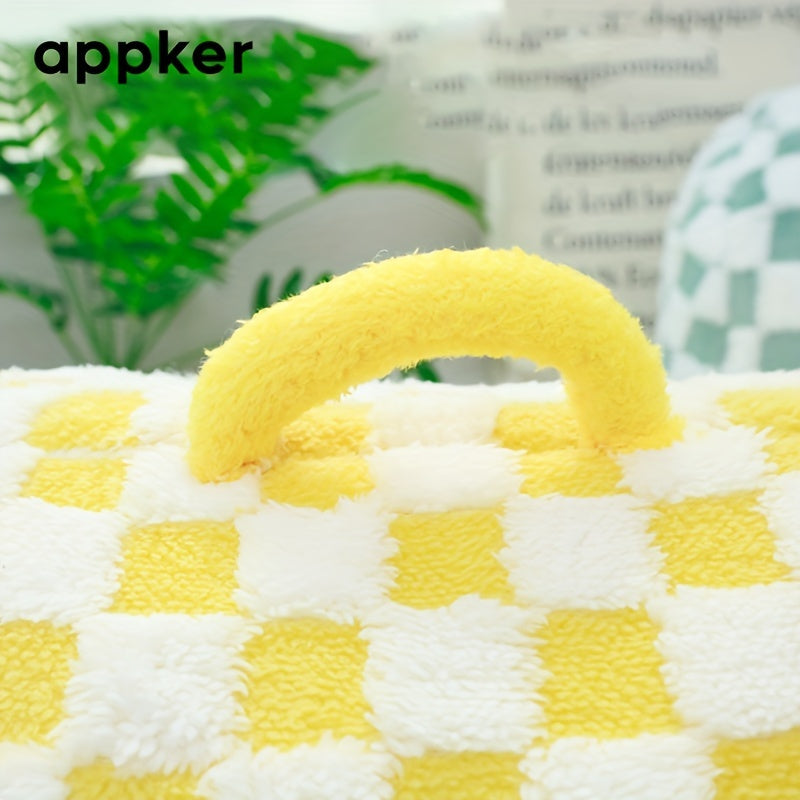 Appker Cozy Checkerboard Plush Cat Bed - Semi-Enclosed, Soft & Warm Indoor Kennel for Cats, Portable and Comfortable Hideaway, Appker