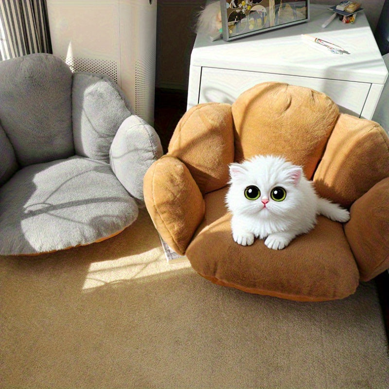 Beige/ Cushion - Soft Polyester Pet Cushion & Human Seat Pad, Easy-to-Clean Non-Toxic Chair Pad for Cats, Dogs, Living Room, Bedroom, Office - Compatible with Pets and Humans, Cozy Seating, Stylish Home Accessory, Comfortable Padding, Versatile Seating,