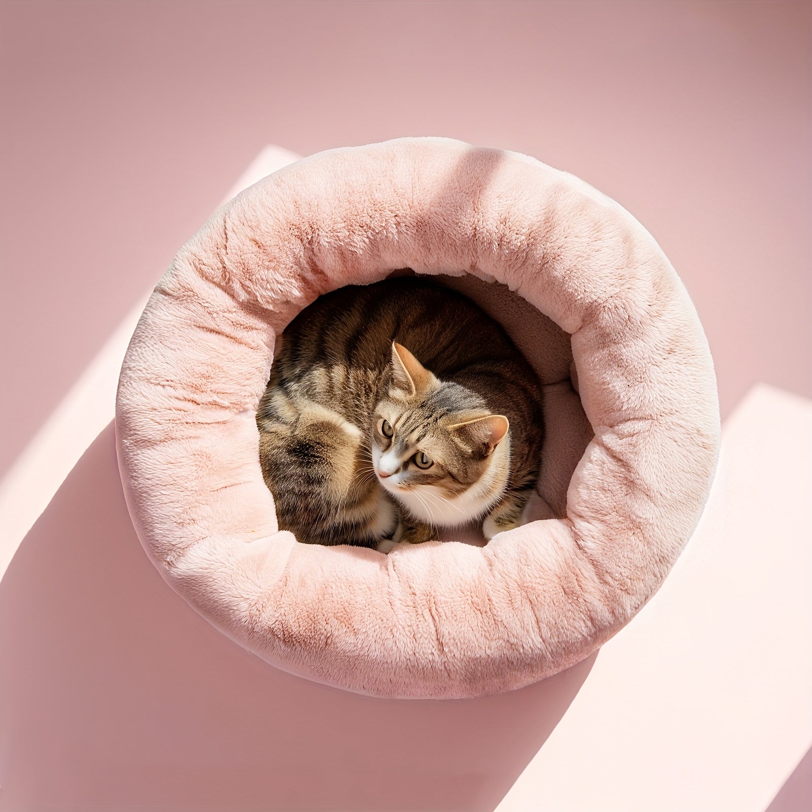 ClevaHome Cozy Cat Bed - Ultra-Soft Plush Pet Bed with Raised Sides and Anti-Slip Base, Comfortable Round Bed for Small Pets up to 11 lbs, Christmas Gift