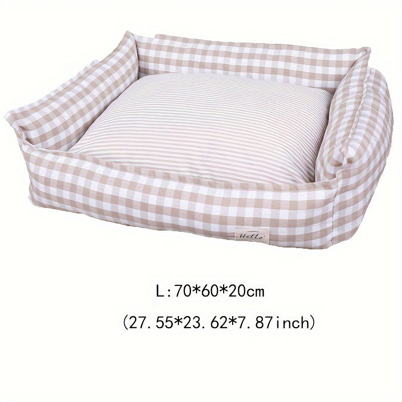 Cozy Checkered Pet Bed for Dogs & Cats - Removable Washable Polyester Nest, All-Season Indoor Comforter-Style Bedding with Vacuum Packaging for Easy Storage, Plush Cushion, Durable Construction, Home Pets