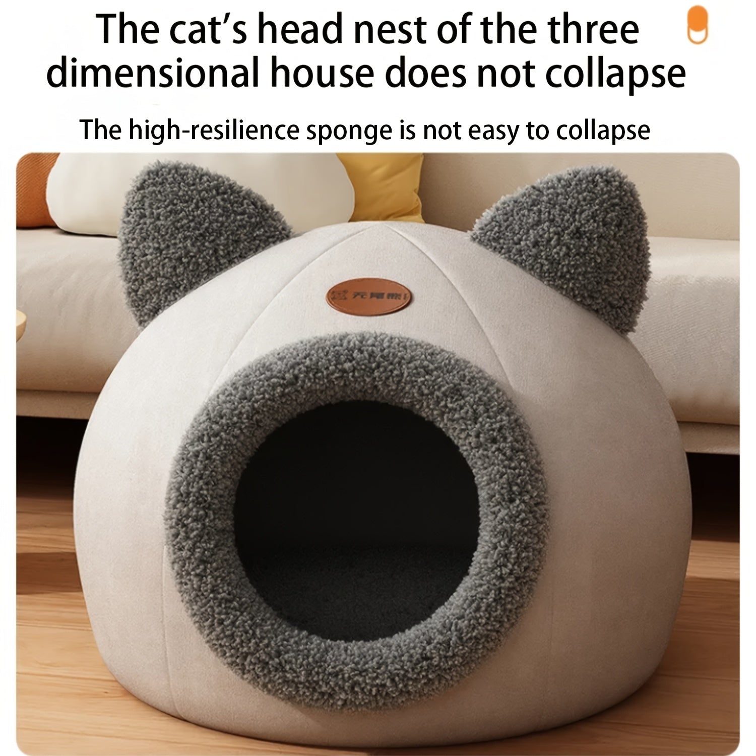 1pc Contemporary Large Cat House & Condo, Plush Polyester, Fully Enclosed Luxury Villa, Removable & Assembled, with Winter Warmth for Pet Cats