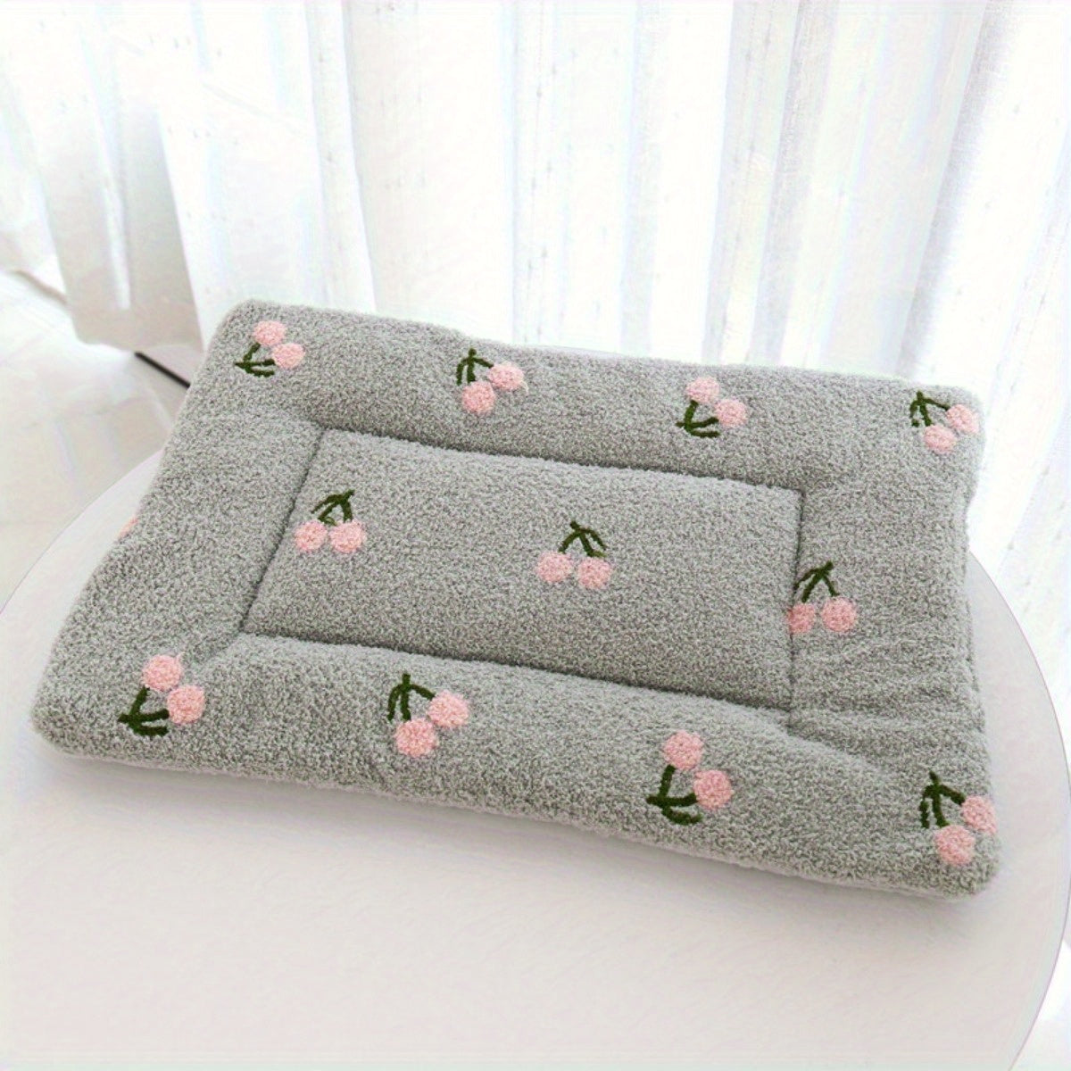 Extra Large, Large, medium, or small - Soft Pastel pink, red, yellow, or grey - Plush Pet Mat for Cats & Dogs - Non-Slip, Cushioned Bed Mat - Home Decor - Easy Clean - S/M/L Sizes, Cat Dog Cushion, Playful Design, Nonslip Bottom