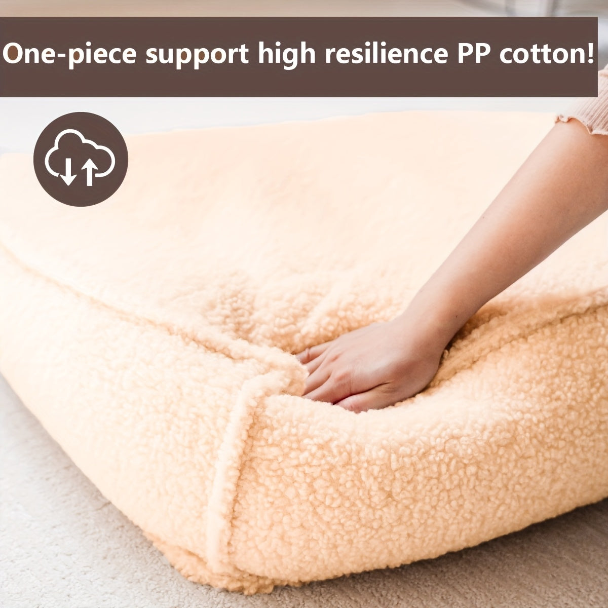 4-Season Pet Bed for Small to Medium Dogs & Cats - Washable Neck Support with Removable Pillow, Soft Plush Beige & Green Dog Bed with Marble Pattern, Durable Lightweight Design for Home & Travel, Pet Bed for Dogs, Cozy Pet Furniture, Stylish Pet