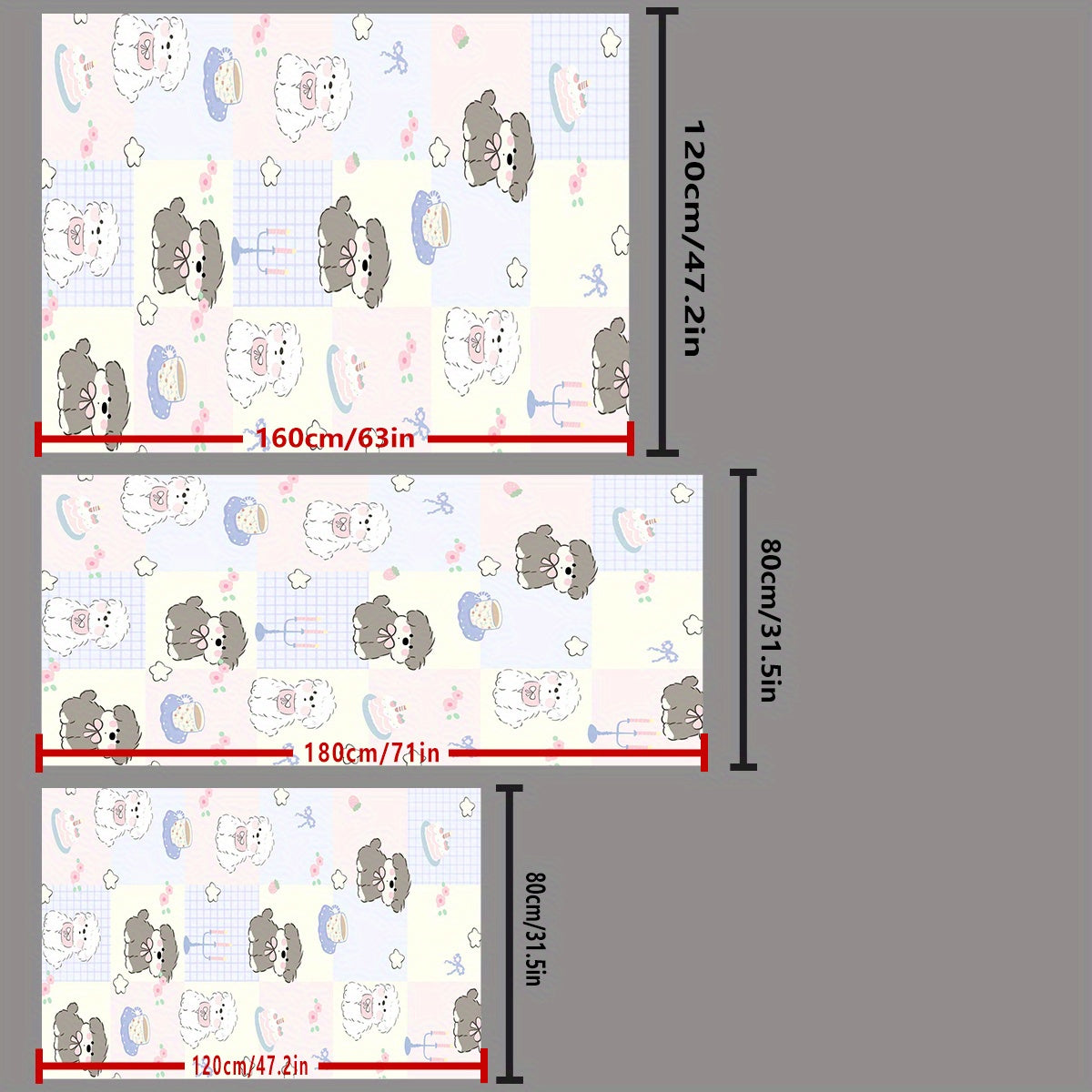 Large Plush Non-Slip Dog Mat with Adorable Black & White Puppy Design - All-Season Chew-Resistant Washable Pet Bed, Multi-Size Soft Polyester Floor Mat for Feeding, Play & Home Decor, Large Dog Bed