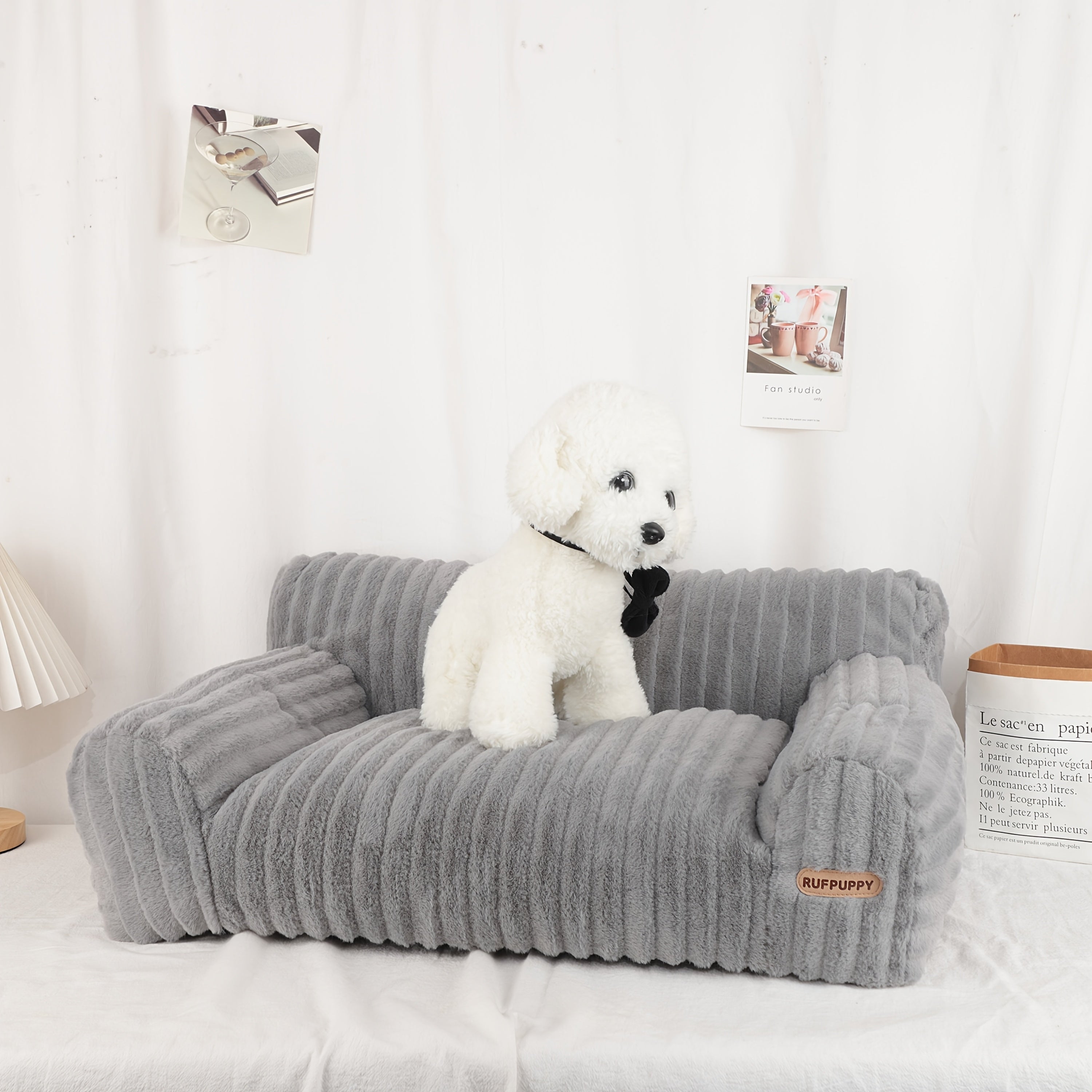 Luxurious Gray Plush Cat Bed - Ultra-Soft, Warm Sofa with Non-Slip Base & Removable Cover - Perfect for Napping & Relaxation, Easy to Clean, Polyester Fill - Ideal Lounger for Kittens & Cats, Cat Lounger|Cozy Pet Bed|Nonslip Base