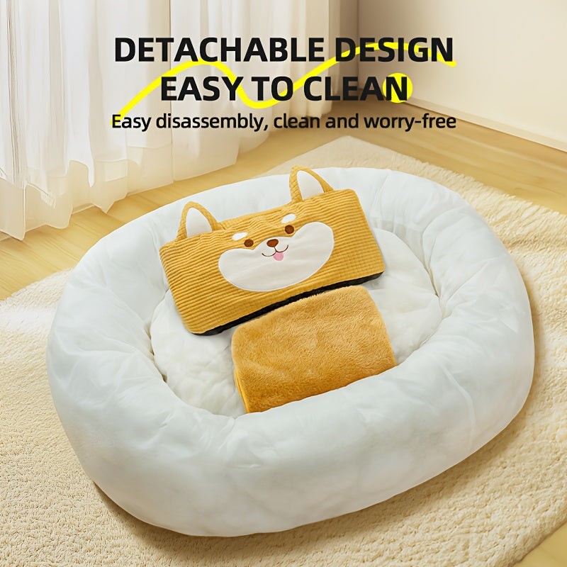 Extra Large Dog Bed - Heavy-Duty Removable Washable Pet Mattress with Non-Slip Bottom, All-Season Oval Dog Bed for Labrador, Golden Retriever, Large Breeds - Easy-Clean Polyester Bedding for Hardwood Floors & Carpets, Cozy Pet Resting Spot, Playful