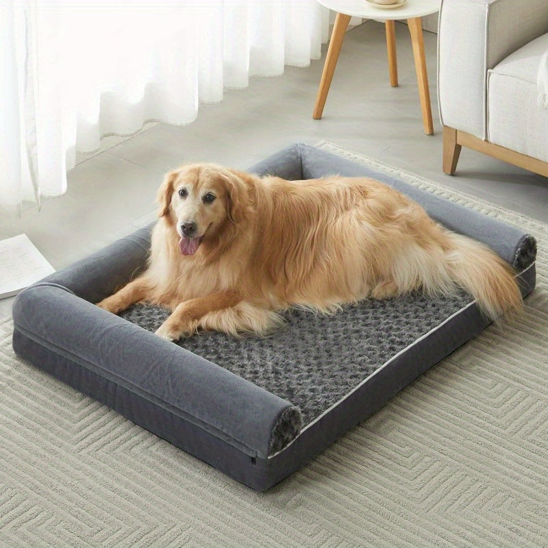 [Luxury Dog/Cat Bed] Luxury Rose Velvet Dog Bed/Cat Bed, Three-Sided Protection Cervical Design | Breathable and Refreshing for All Seasons, Durable Soft Long Plush