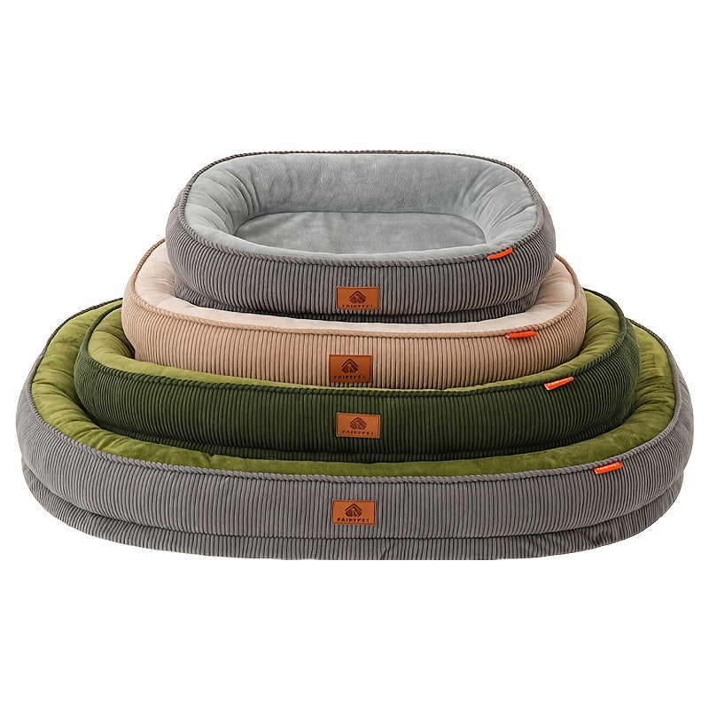 [1pc Soft Dog Bed] 1pc Soft Polyester Dog Bed with Memory Foam Insert | Non-Slip, Washable Pet Bed for Cats and Dogs, Medium to Large, Green and Black