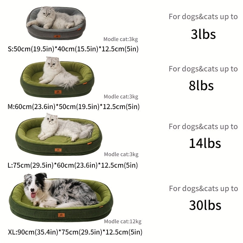 [1pc Soft Dog Bed] 1pc Soft Polyester Dog Bed with Memory Foam Insert | Non-Slip, Washable Pet Bed for Cats and Dogs, Medium to Large, Green and Black